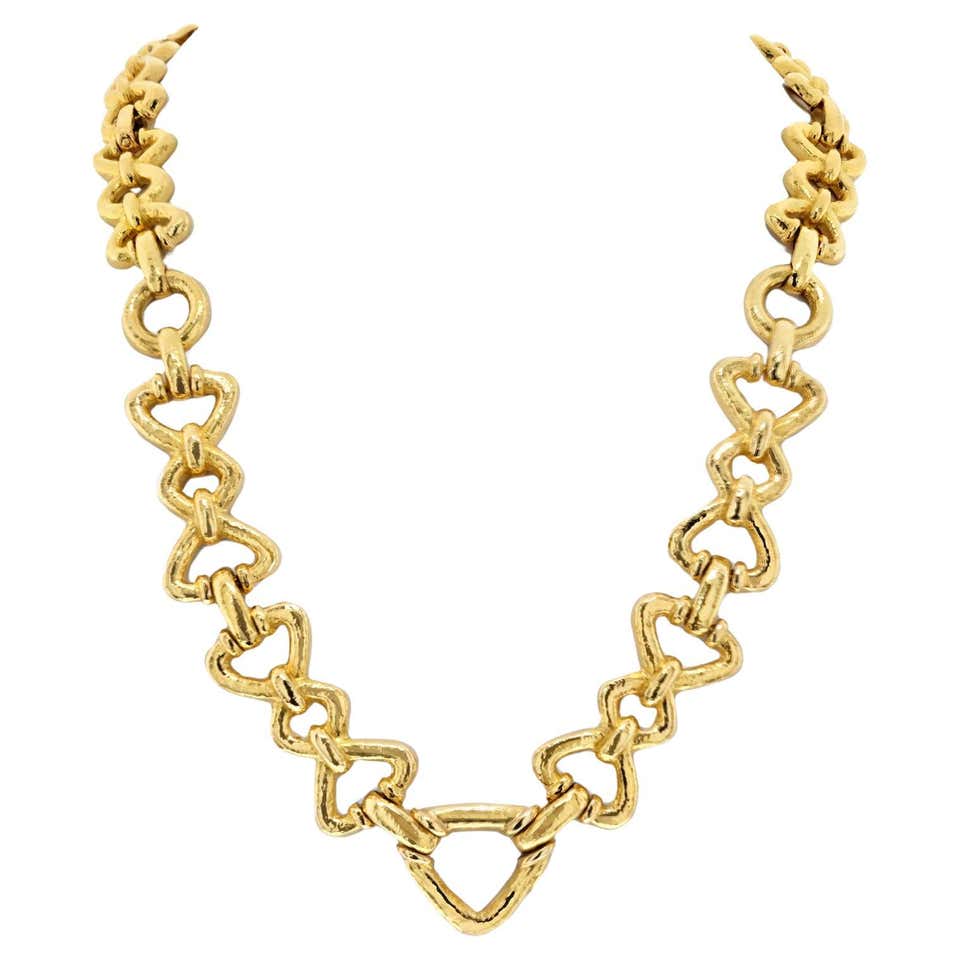 Estate Vintage 18K Yellow Gold 1970's Diamond Lapis Chain Necklace For ...