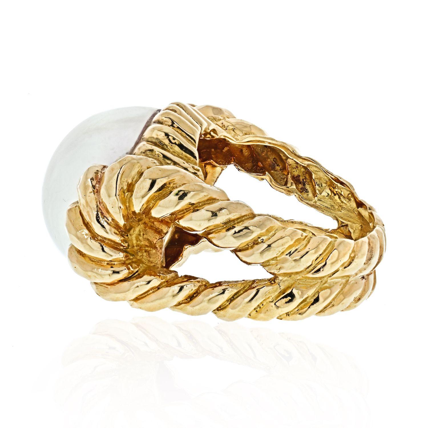 Moderne David Webb, bague Mabe en or jaune 18 carats et perles en vente