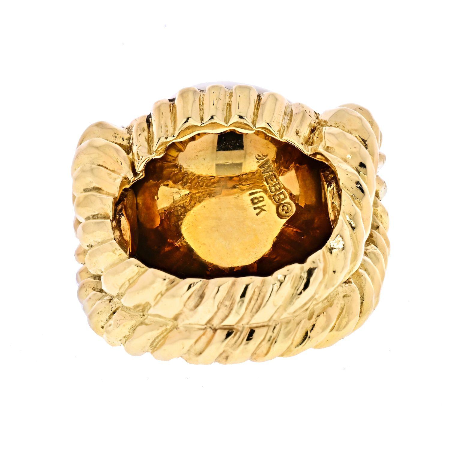 Taille ronde David Webb, bague Mabe en or jaune 18 carats et perles en vente