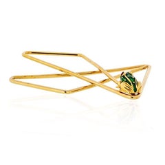 David Webb 18 Karat Yellow Gold Money Clip with a Little Frog Jewelry