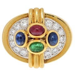 Anillo de diamantes y piedras preciosas multicolor de oro amarillo de 18 quilates David Webb