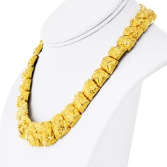 David Webb 18K Yellow Gold Nugget Style Panel Collar Necklace