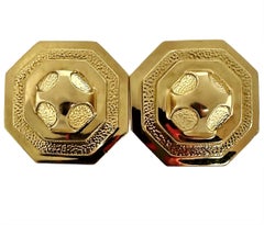 Pendientes de clip octogonales David Webb de oro amarillo de 18 quilates y 1 3/16 pulgadas de diámetro