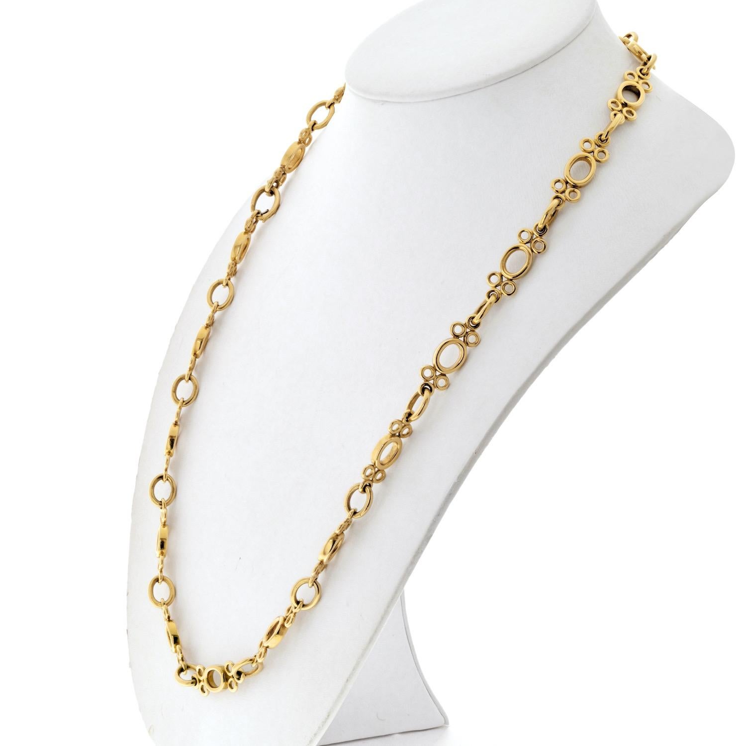 David Webb 18 Karat Gelbgold Oval und runde Gliederkette Halskette im Zustand „Hervorragend“ in New York, NY