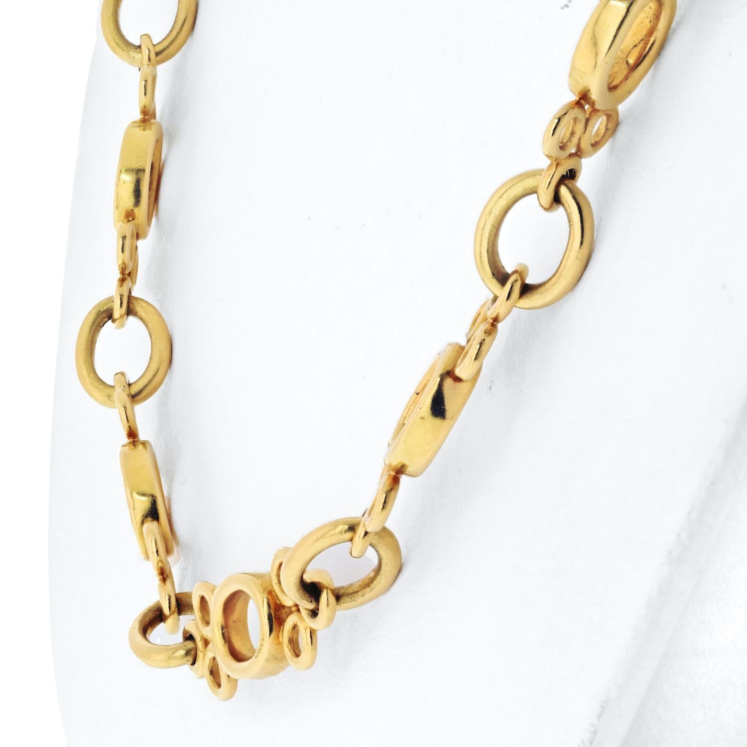 David Webb 18 Karat Gelbgold Oval und runde Gliederkette Halskette Damen