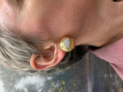 DAVID WEBB 18k Yellow Gold, Platinum & Diamond Ball Earrings Vintage 1970s