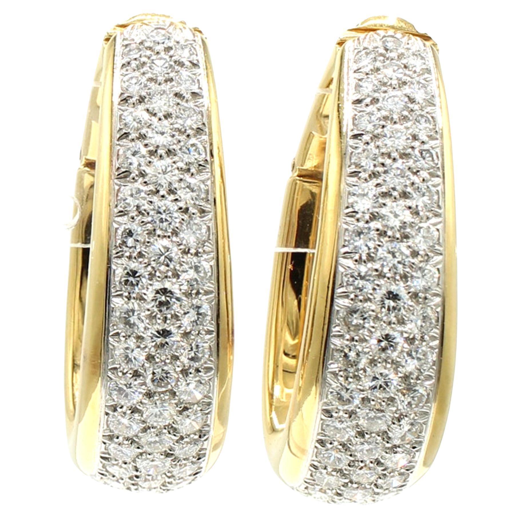 Clips d'oreilles en or jaune 18 carats, platine et diamants David Webb