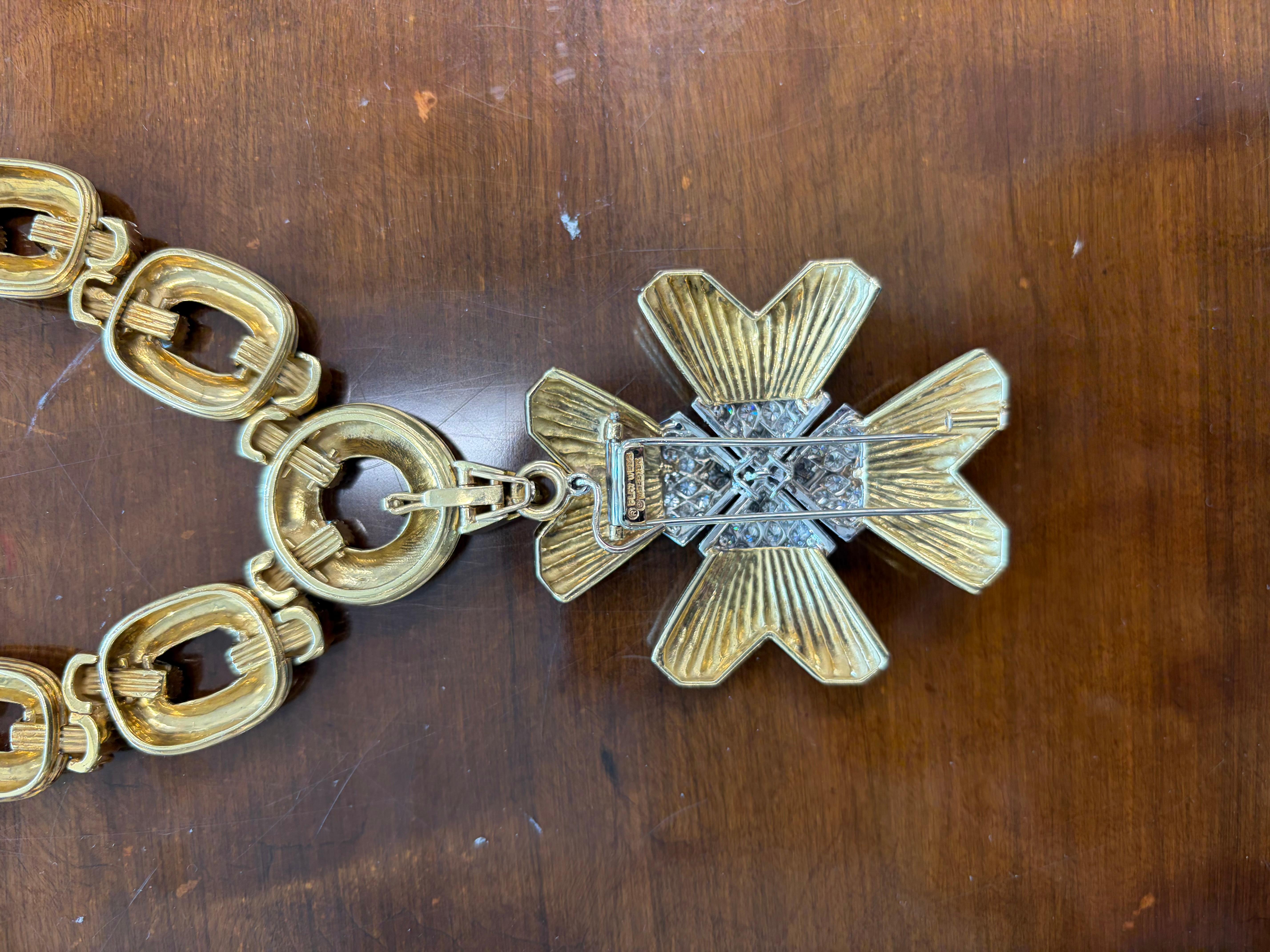 DAVID WEBB Collar Sautoir Maltés de oro amarillo de 18 quilates, platino y diamantes Años 60 en venta 2