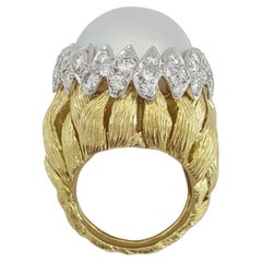 David Webb 18k Yellow Gold and Platinum Diamond Ring