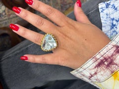 DAVID WEBB 18k Yellow Gold & Rock Crystal Cocktail Ring Vintage 1980s