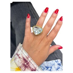 DAVID WEBB 18k Yellow Gold & Rock Crystal Cocktail Ring Vintage 1980s