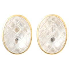 David Webb - Boucles d'oreilles en or jaune 18 carats avec clip en cristal de roche