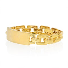 David Webb 18K Yellow Gold Satin Finish ID Tag Chain Bracelet