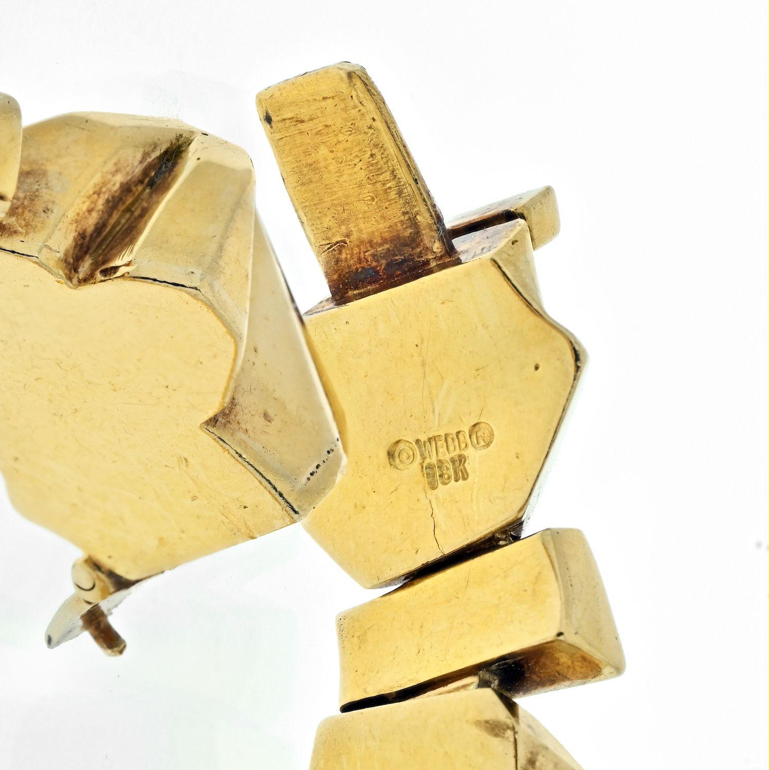 Nugget-Armband aus 18 Karat Gelbgold mit Skischnürung von David Webb (Rundschliff)