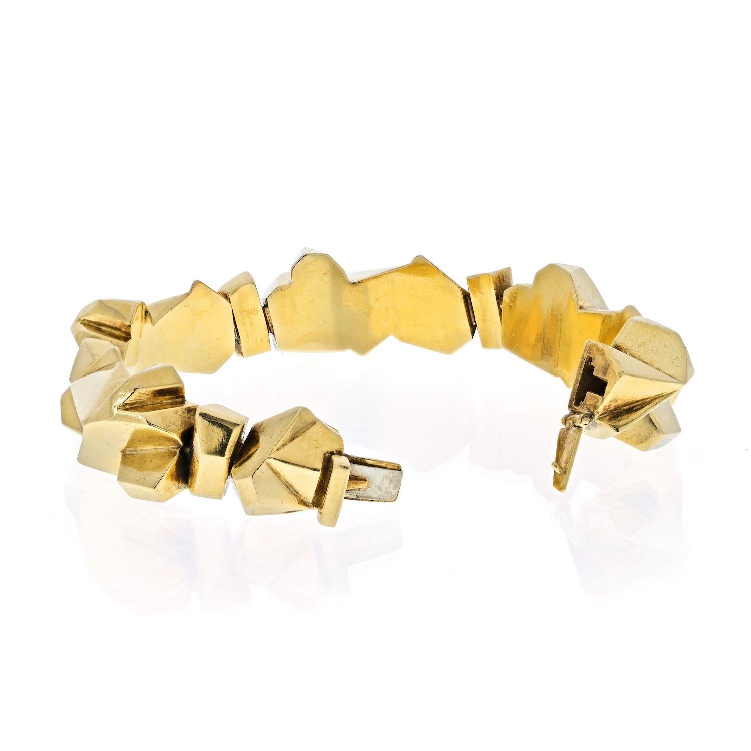 Nugget-Armband aus 18 Karat Gelbgold mit Skischnürung von David Webb im Zustand „Hervorragend“ im Angebot in New York, NY