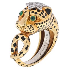 David Webb 18K Gelbgold Gefleckter Leopard Diamant Ring