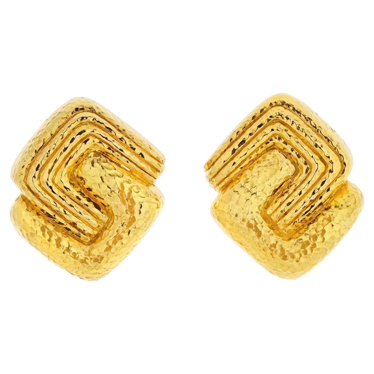 David Webb 18k Yellow Gold Swirl Clip on Earrings For Sale