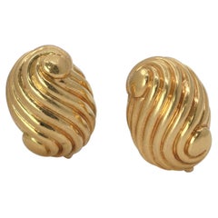 David Webb 18k Yellow Gold Swirl Design Earrings