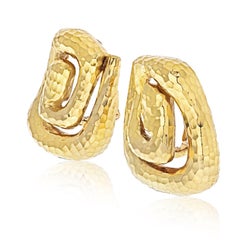 David Webb 18K Yellow Gold Swirl Earrings