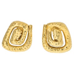David Webb 18K Yellow Gold Swirl Earrings