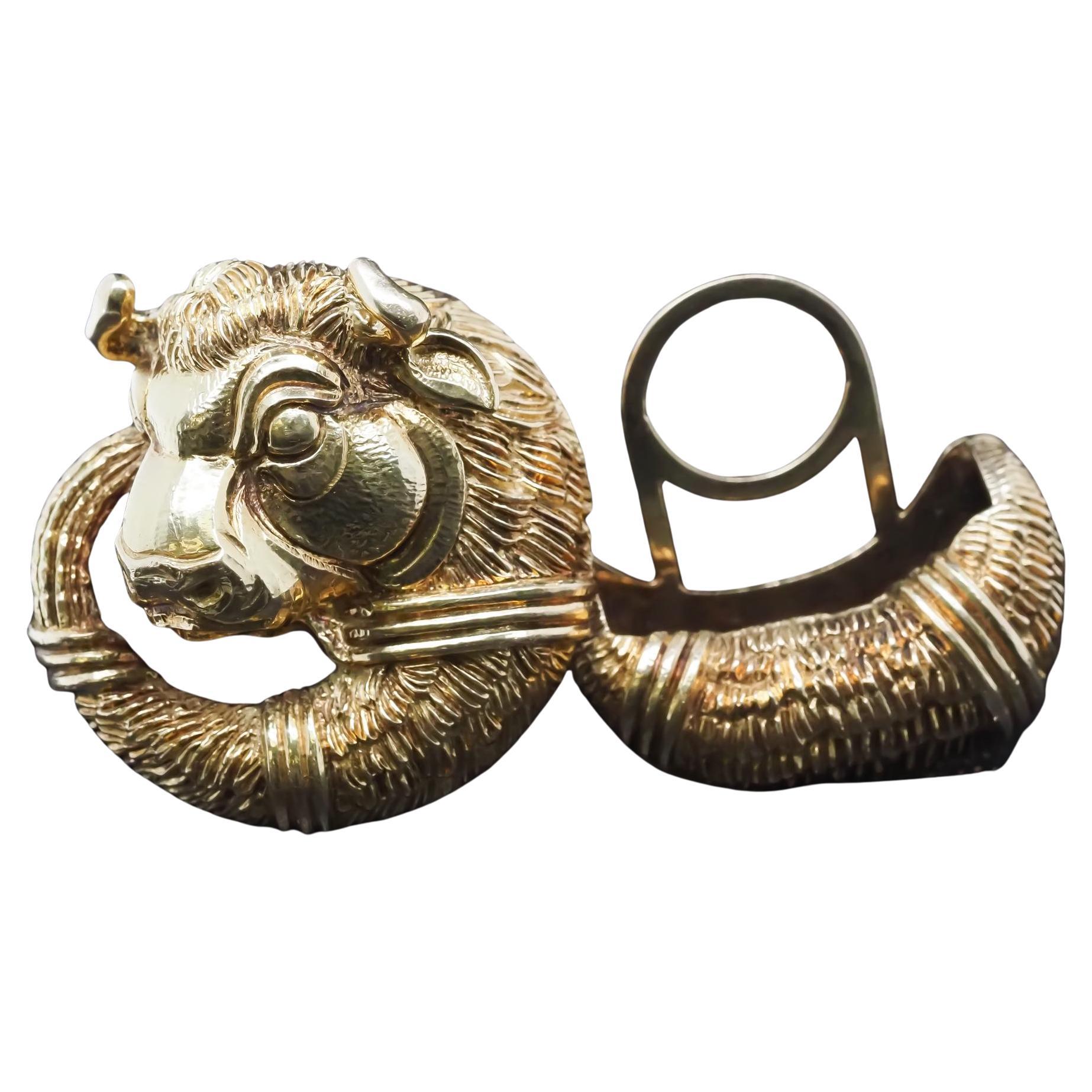 Boucle de ceinture du zodiac Taurus en or jaune 18K de David Webb - VHK#476a