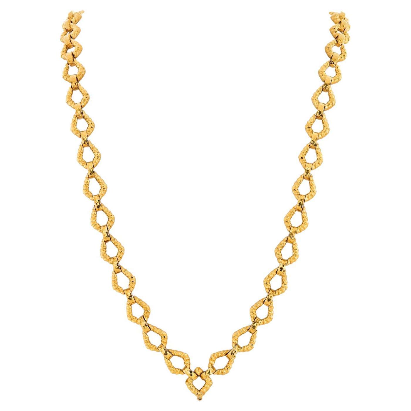 David Webb 18k Yellow Gold Textured Link Chain Necklace For Sale at ...