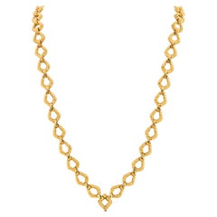 David Webb 18k Yellow Gold Textured Link Chain Necklace