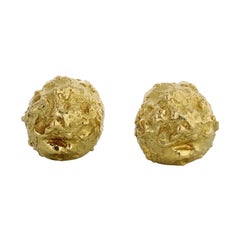 David Webb 18k Yellow Gold Textured Nugget Clip-On Earrings