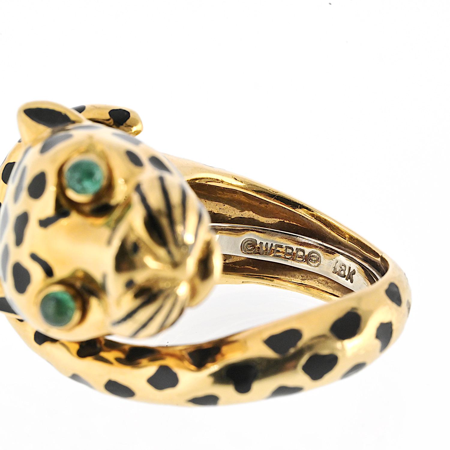 Women's David Webb 18K Yellow Gold Tiger Ring For Sale