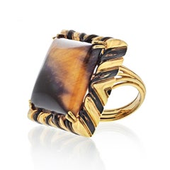 David Webb 18K Yellow Gold Tiger's Eye Ring