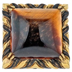 David Webb 18K Yellow Gold Tiger's Eye Ring