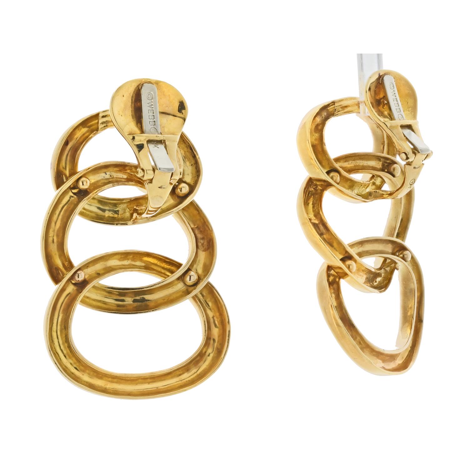 Modern David Webb 18K Yellow Gold triple Oval Layered Hoop Style Clip On Earrings For Sale