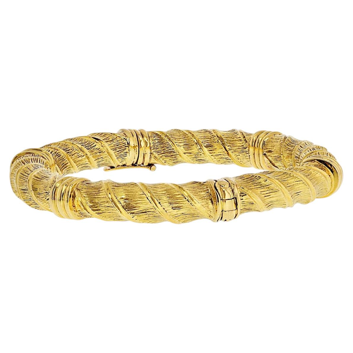 David Webb 18K Yellow Gold Twisted Bangle Bracelet