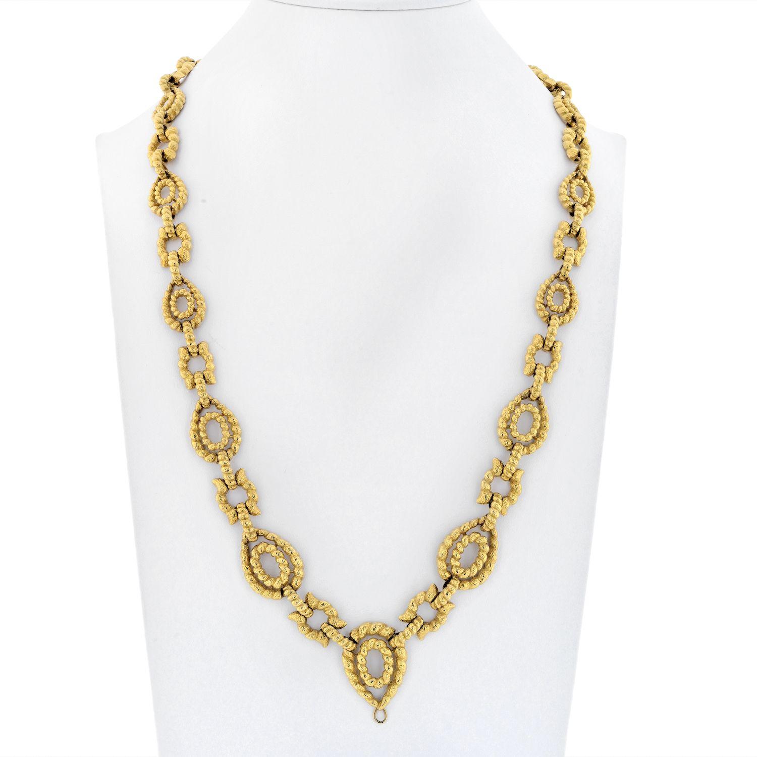 David Webb 18K Yellow Gold Twisted Open Link Long Necklace 1
