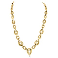 David Webb 18K Yellow Gold Twisted Open Link Long Necklace