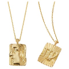 DAVID WEBB 18k Yellow Gold Virgo Zodiac Necklace Modern