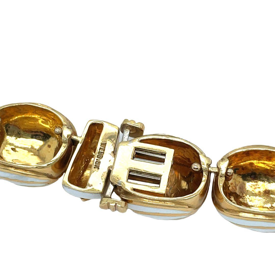 Women's David Webb 18K Yellow Gold White Enamel Necklace For Sale