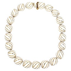 David Webb 18K Yellow Gold White Enamel Necklace