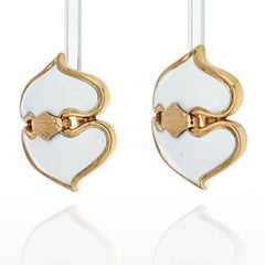 David Webb 18K Yellow Gold White Enamel Onion Dome Earrings