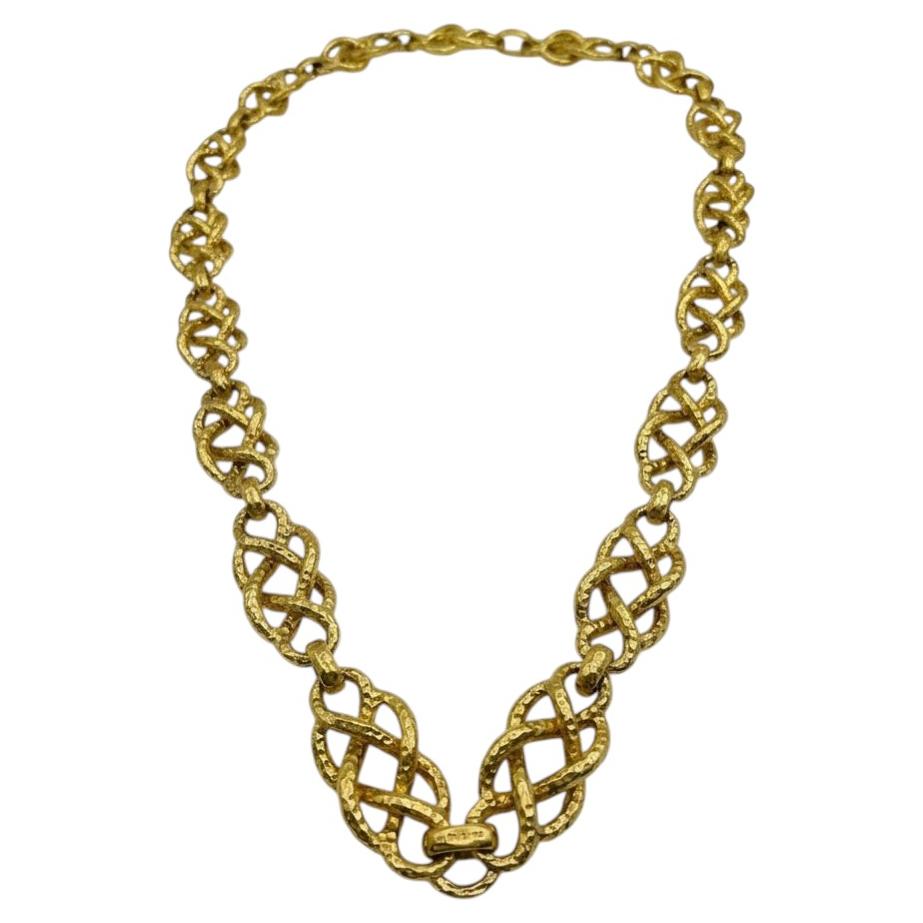 David Webb 18k Yellow Gold Woven Link Statement Necklace
