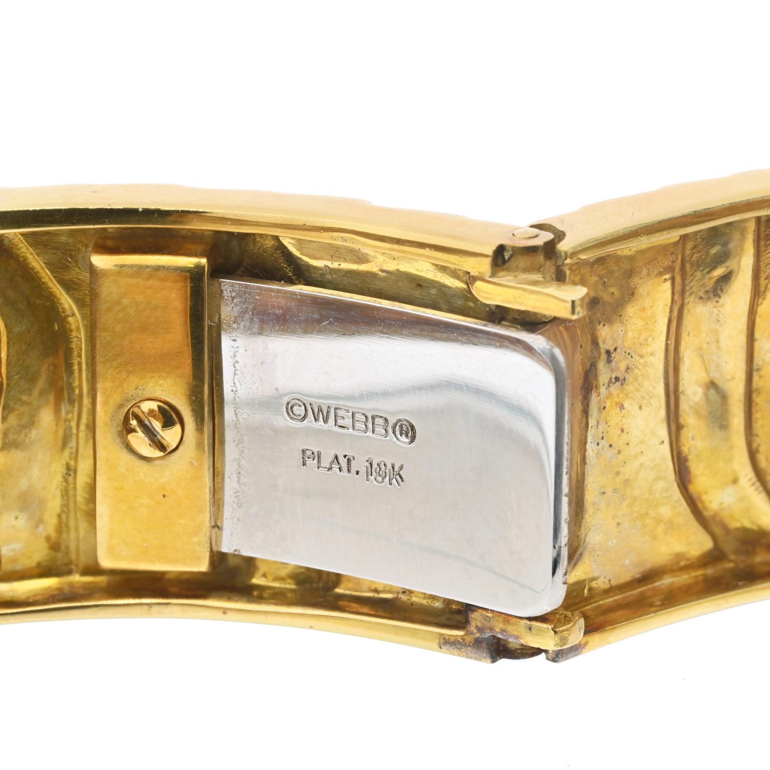 Bracelet en or jaune 18K avec diamants Zig Zag et émail noir David Webb Pour femmes en vente