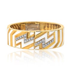 Bracelet en or jaune 18K avec diamants Zig Zag David Webb