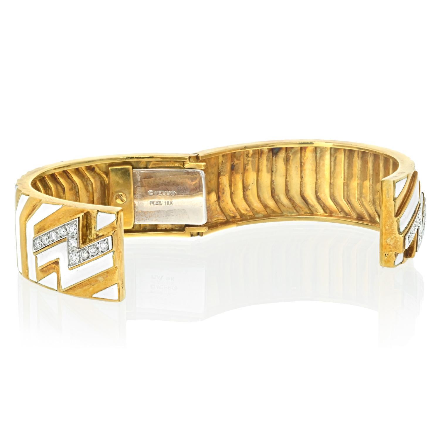 Moderne Bracelet en or jaune 18K avec diamants Zig Zag David Webb en vente