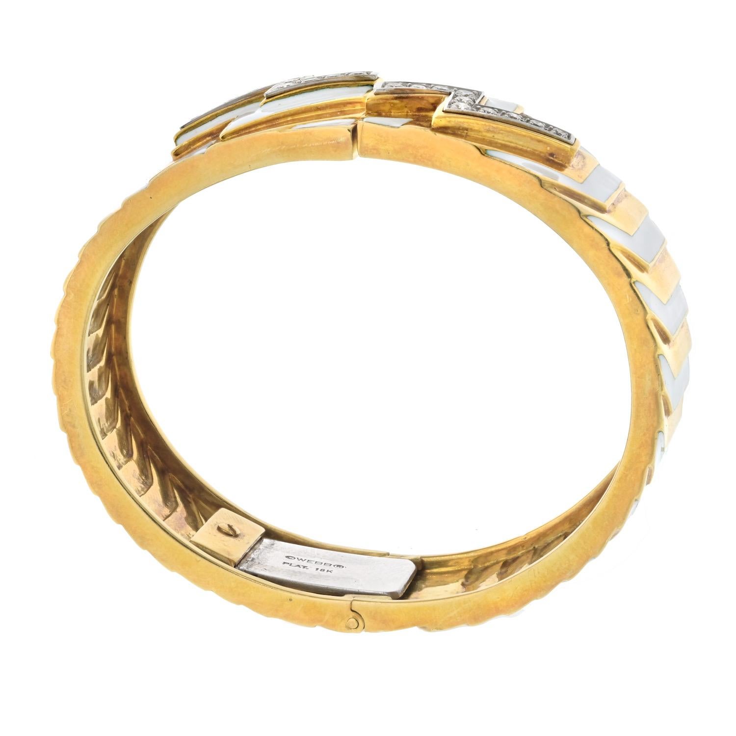 Bracelet en or jaune 18K avec diamants Zig Zag David Webb Excellent état - En vente à New York, NY