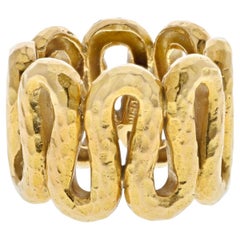 David Webb 18K Yellow Gold Zigzag Hammered Ring