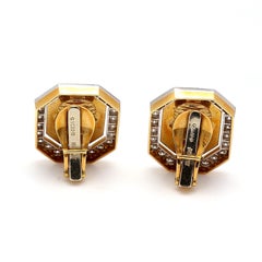David Webb 18K YG Clip-On Earrings Enamel with 3.3 Carat Round G-VS2 Diamonds
