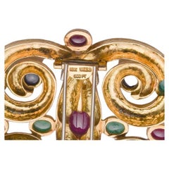 David Webb 18kt Gold Ruby Sapphire Emerald Diamond Brooch