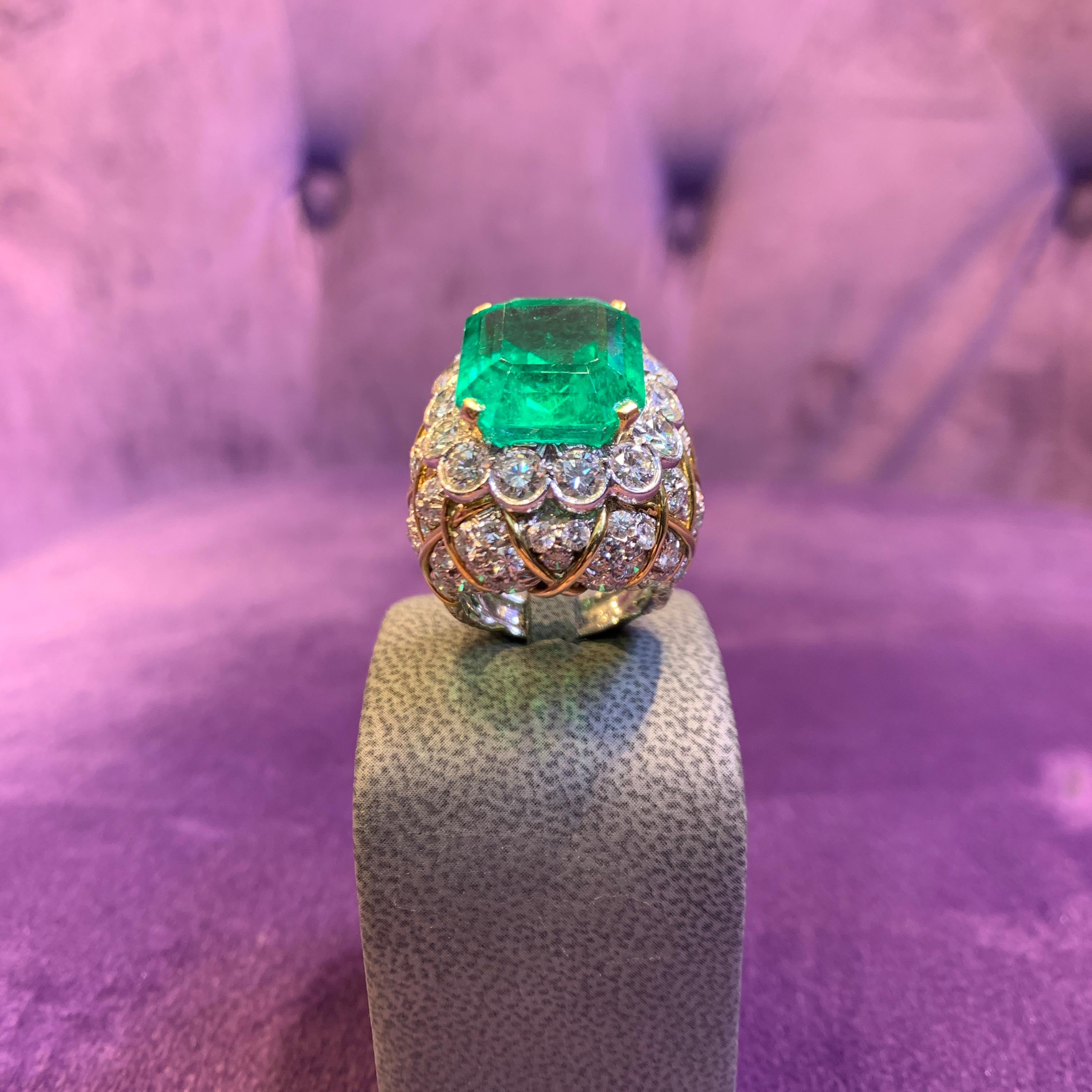 David Webb 19 Carat Colombian Emerald & Diamond Ring For Sale 6