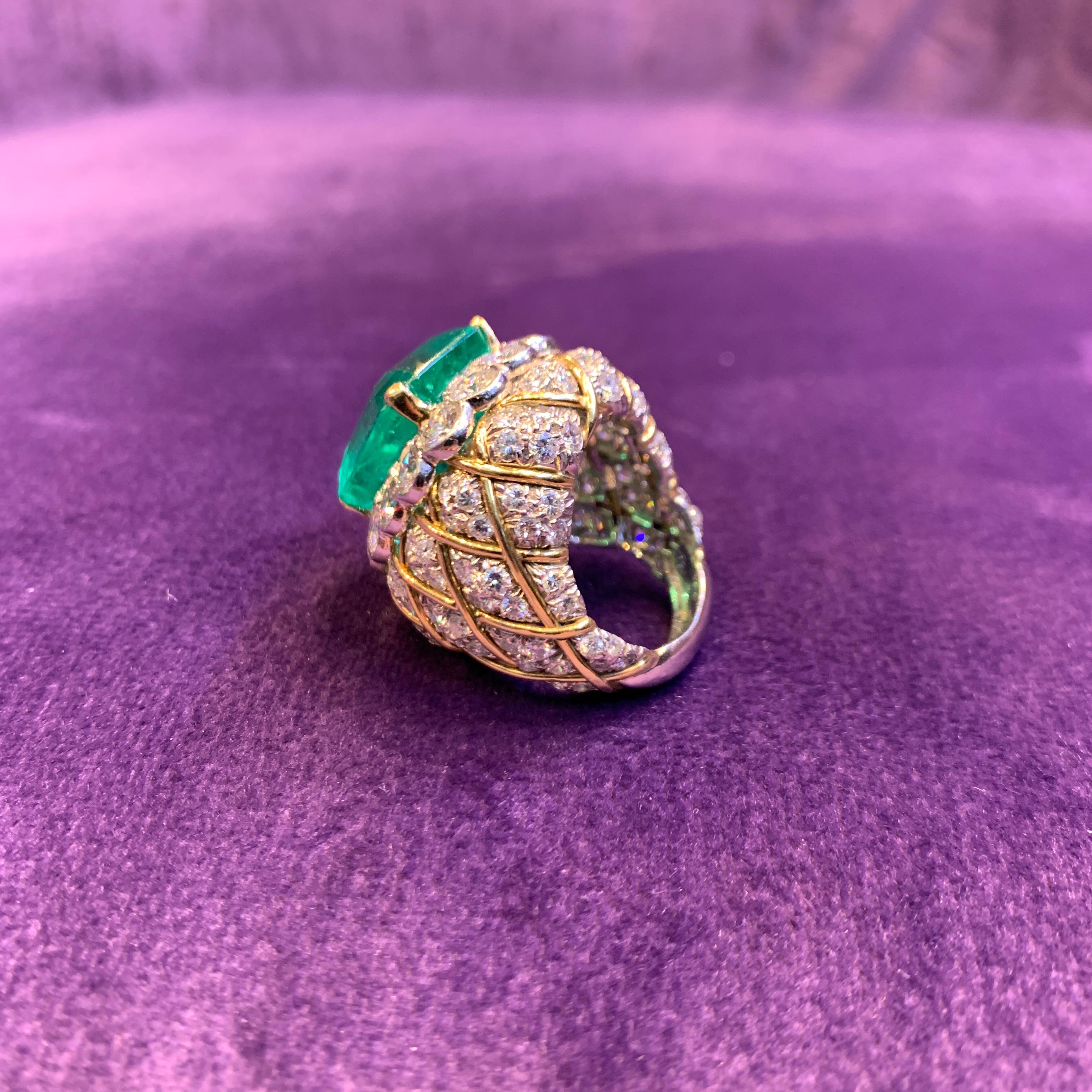 David Webb 19 Carat Colombian Emerald & Diamond Ring For Sale 8
