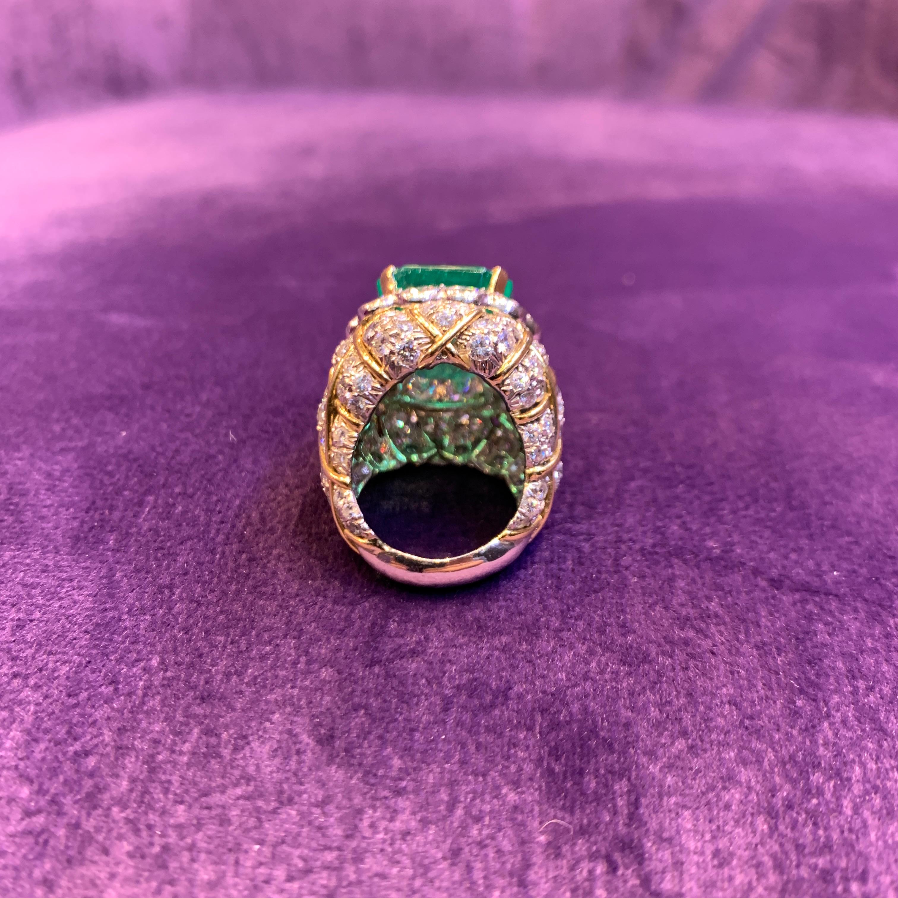 David Webb 19 Carat Colombian Emerald & Diamond Ring For Sale 9